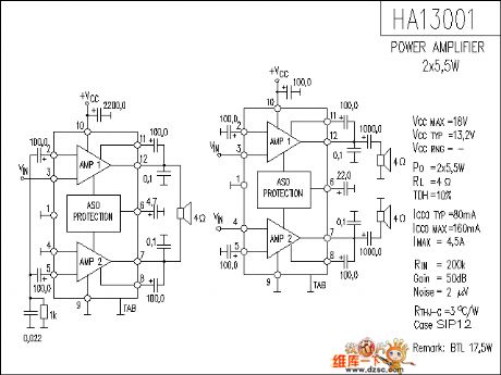 HA13001 audio IC circuit diagram
