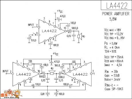 LA4422 audio IC circuit diagram