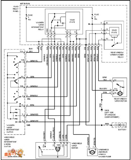 The Volkswagon front wiper/washer circuit