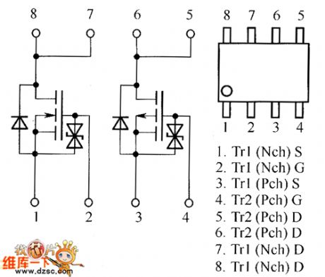 Field-effect transistor SP8M5、SP8M6、SP8M7、SP8M8、SP8M9 internal circuit