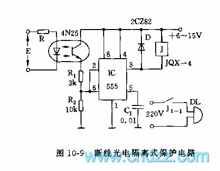 555 disconnection photoelectric isolation protecting circuit