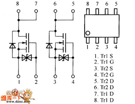 Field-effect transistor SP81、SP8K2、SP8K24 internal circuit