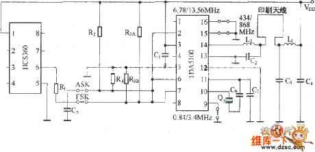 The rolling code encoding wireless emitting circuit(HSC360/TDA5100)