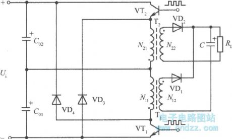 Capacitive voltage divider type clamping single-ended flyback type switching power supply