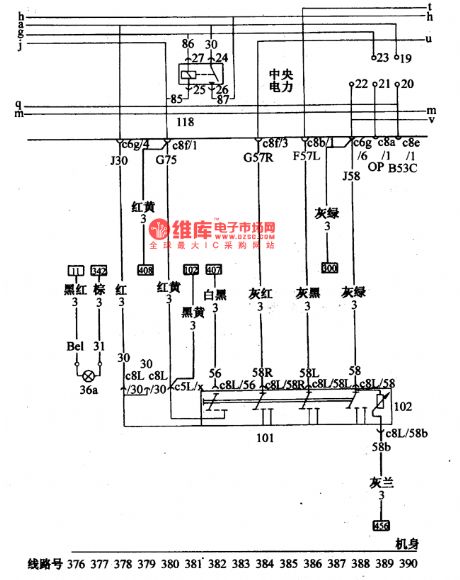 The general switch and off-loading relay connection circuit of Santana 2000(gasoline injection engine)