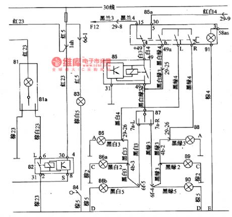The room lamp and signal circuit of Santana 2000 (gasoline injection engine)