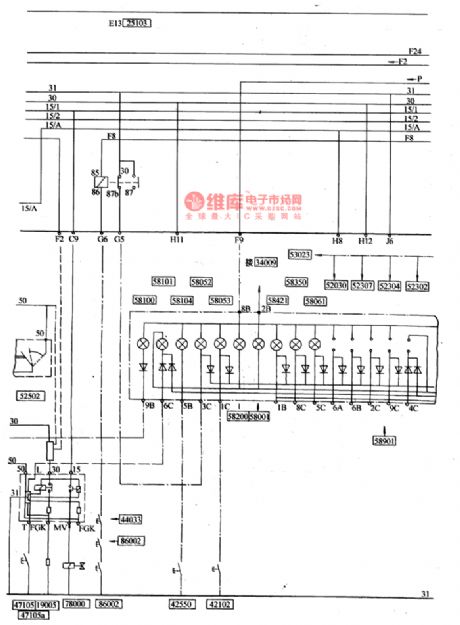 The pre-heat and indicator circuit of Nanjing Iveco light car