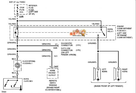 Mazda 96PROBE horn circuit diagram