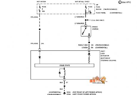 Mazda 94TAURUS shifting interlock circuit diagram