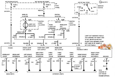 Mazda 94TAURUS(3.8L)car light monitor circuit diagram