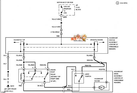 Mazda 94TAURUS skylight circuit diagram