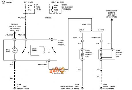 Mazda 94TAURUS demister circuit diagram