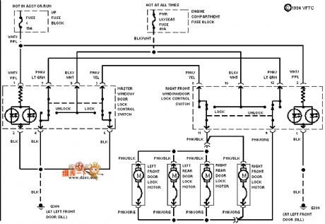 Mazda 94TAURUS(with power window)electric door lock circuit diagram