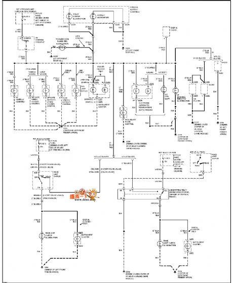 Mazda 95TAURUS instrument panel lighting circuit diagram