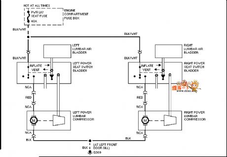 Mazda 95TAURUS electric seat waist circuit diagram