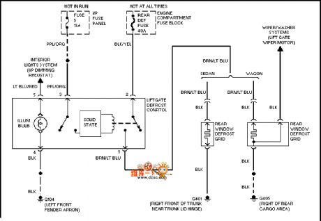 Mazda 95TAURUS demister circuit diagram