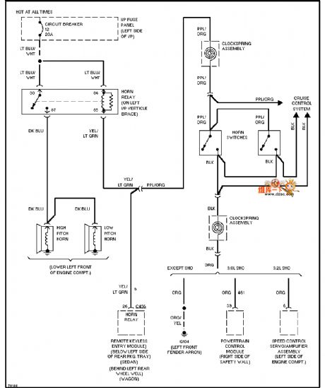 Mazda 95TAURUS horn circuit diagram