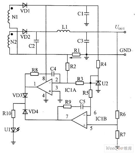 Control of constant voltage and constant current circuit composed of current amplifier