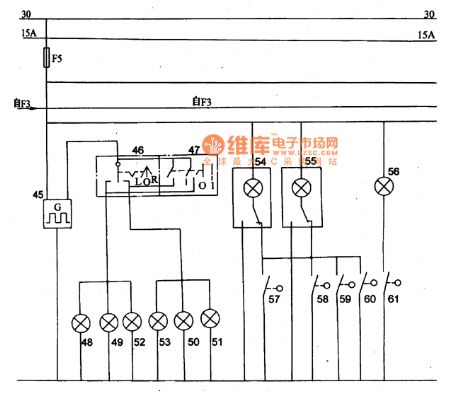 Lighting (Contd.) and  Brake Lights  Circuit Principle Diagram of Liberation CA6440 Series Light Buses