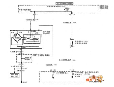 The 3.0L engine air flow meter and vapor emission circuit of Shanghai GM Buick-MPV (GL8)