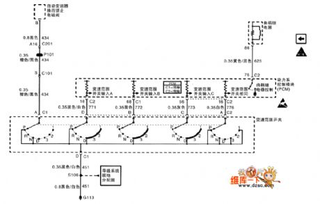 The 2.5L engine transmission gear switch circuit of Shanghai GM Buick-MPV (GL8)