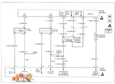 The 2.0 L（L34）engine cooling and idle speed air temperature sensor circuit