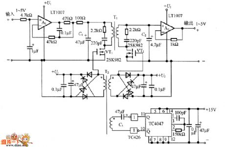 The FET wave chopping transformer coupling separating amplifier circuit