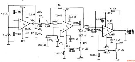 Resistance/voltage transform circuit composed of TL082