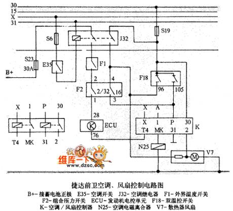 Jetta QianWei air conditioning & fan control circuit