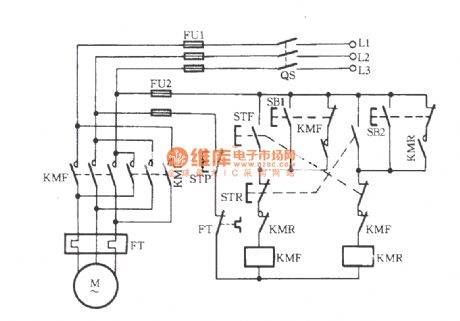 Three-phase motor contactor button interlock action for switching circuit