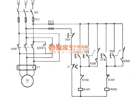 Three-phase motor contactor interlock action for switching circuit
