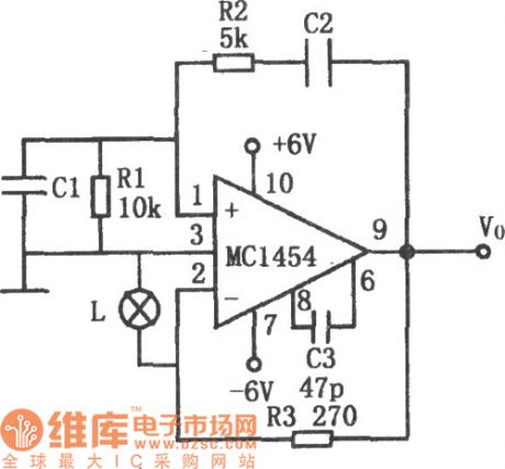 Low power consumption wien bridge oscillator circuit diagram composed of MC1454