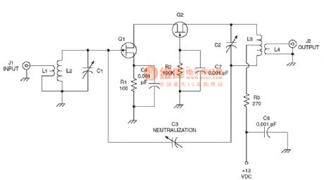 the amplier circuit of the radio frequency :cascode RF amplifier circuit