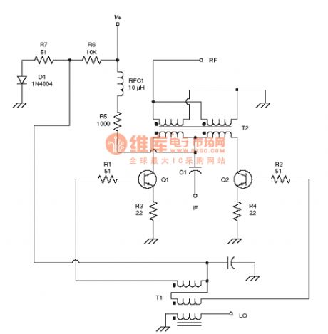 the mixer circuit of the radio frequency :Dual NPN mixer RF circuit