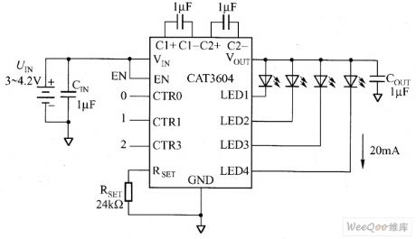 CAT3604 white LED driver circuit diagram