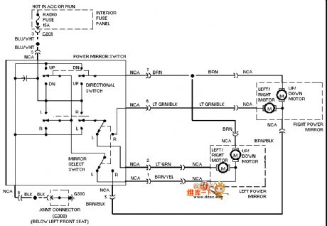 Mazda 96PROBE electric rearview mirror circuit