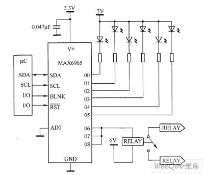 MAX6965 White LED driver circuit diagram
