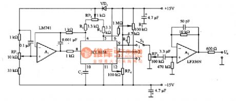 Function generator circuit composed of the ICL8038