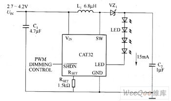 CAT32 white LED driver circuit diagram