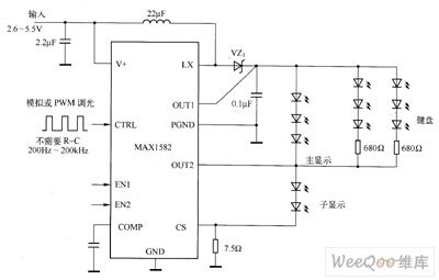 MAX1582 LED driver circuit diagram