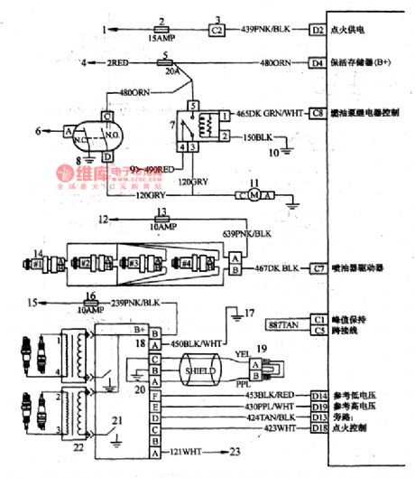 Chevrolet Lou mitag (2.2L) sedan electronically controlled fuel injection, no distributor ignition circuit diagram