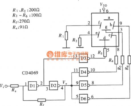 The Circuit Diagram of Text-display Logic-pen Consists of Gate Circuit  (CD406) 3rd