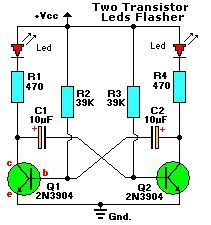 2 Transistor 2 LED Flasher