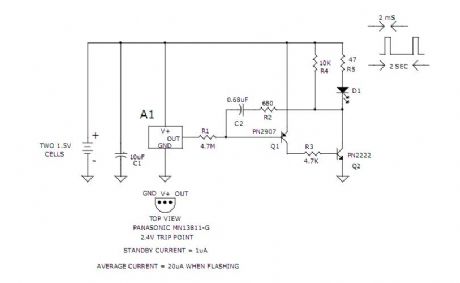 3v Low Battery Voltage Flasher Circuit