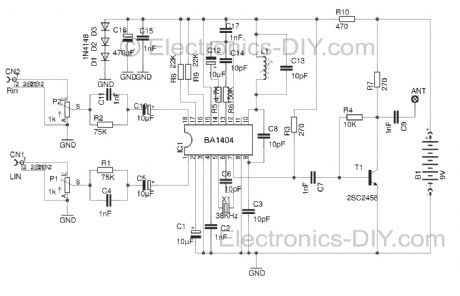 Stereo FM Transmitter circuit with BA1404