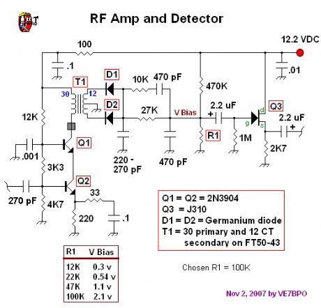 Cascode BJT RF Amplifier and  High Performance Detector