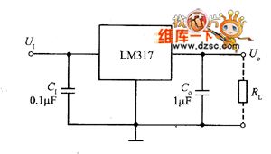 The fixed low - voltage output circuit diagram of three-terminal adjustable output regulator