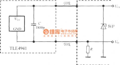 Typical application circuit of two- wire smart Hall sensor IC TLE4941