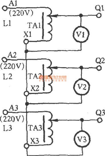Three regulators with star connection to get 0 ~ 433V voltage