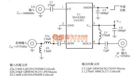 The GPS receiver downconverter circuit with MAX2682